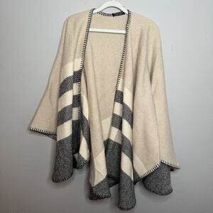 Foxford Cashmere Lambswool Cardigan Wrap Poncho Vintage One Size Made In Ireland